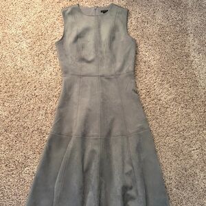 Ann Taylor Suede Gray Sleeveless Midi Dress